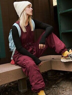 Fp Movememt Frosty Morning One Piece Overall Snowsuit In Oxblood Red Burgundy XS